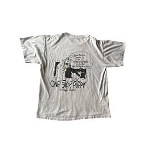 Vintage ‘93 Kahonne One Sick Puppy USA Made Single Stitch XL Gray-White Tshirt
